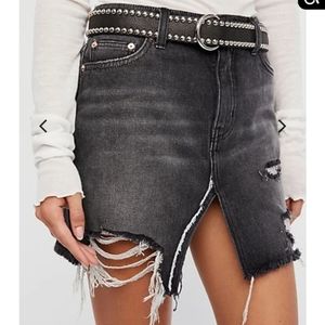 We The Free by Free People Distressed Denim Skirt